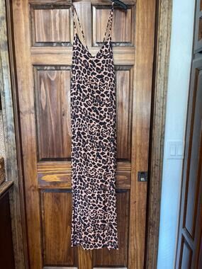MALAI leopard print maxi slip dress M